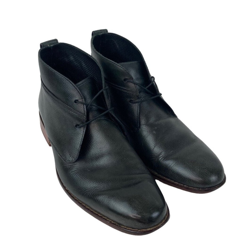 Cole Haan Mens Black Pebbled Leather Ankle Boots Size 9M Chukka C09586